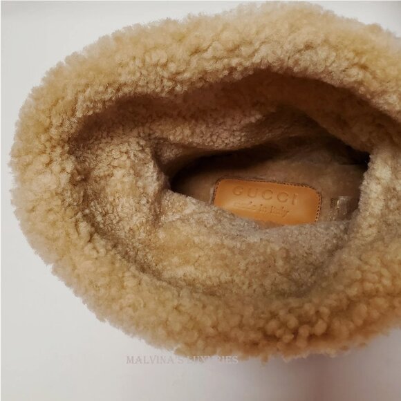 GUCCI SHOES MENS FRIA GG MARINO WOOL SHEARLING HORSEBIT BOOTS - Picture 9 of 13